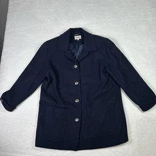 Vintage Susan Bristol Wool Coat Womens Size 8 Navy Nautical