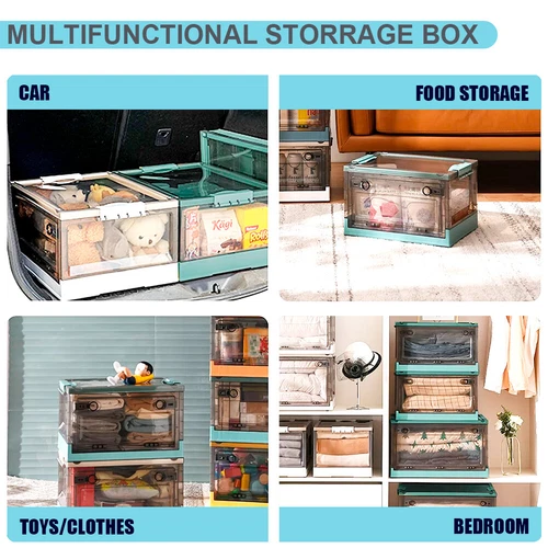 Large 55/80L Storage Bin Organizing Container Clear Folding Organizer Box - Picture 2 of 21