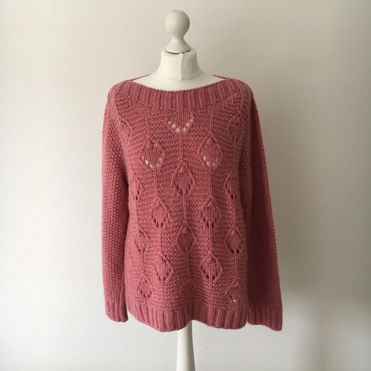 Marks Spencer Indigo Collection Pink Knit Fluffy Jumper 14 16 18 UK 30 Wool
