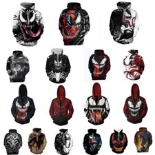 Venom Spiderman Deadpool Hoodie 3D Sweatshirts Coat Superhero Jacket Costumes