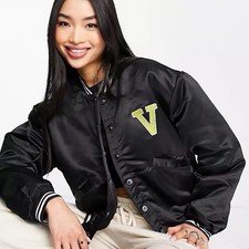 Vera Moda Frsh Satin Bomber Jacket Black Large
