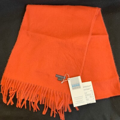 NEW Alpaca 111 Scarf Peruvian 100% Baby Alpaca Wool Fringe Orange 70'' NWT