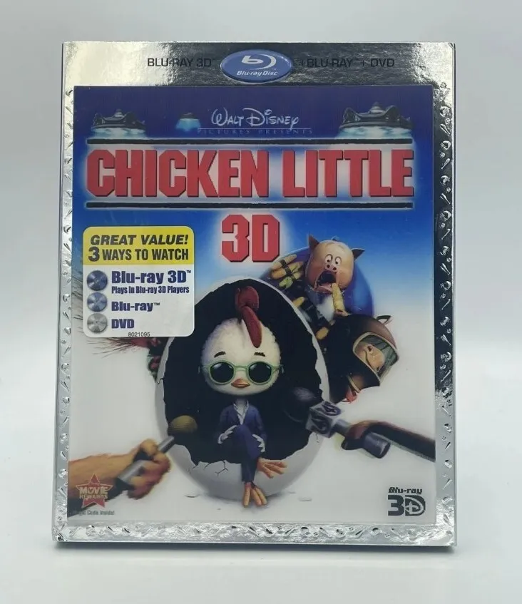 Chicken Little (Blu-ray/DVD, 2011, 3-Disc Set, 3D) With Slipcover.  786936818178