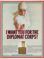 Vintage 1960's Tobacco Smoking White Owl Cigars - 1967 Art AD Diplomat Corps