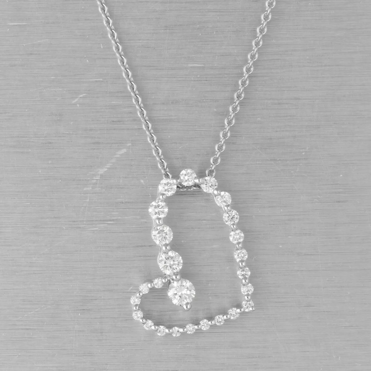Movado 18k White Gold Diamond Asymmetrical Graduated Heart
