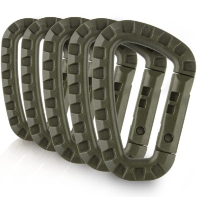 5PCS Multi-Purpose Carabiner, D-Type Buckle & Molle Webbing Clip for Backpack