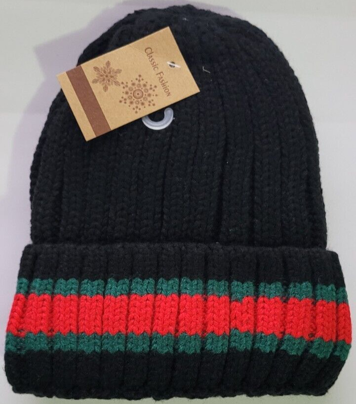 Classic Fashion Short Cuffed & Padded Beanie Color Black One Size Fit All