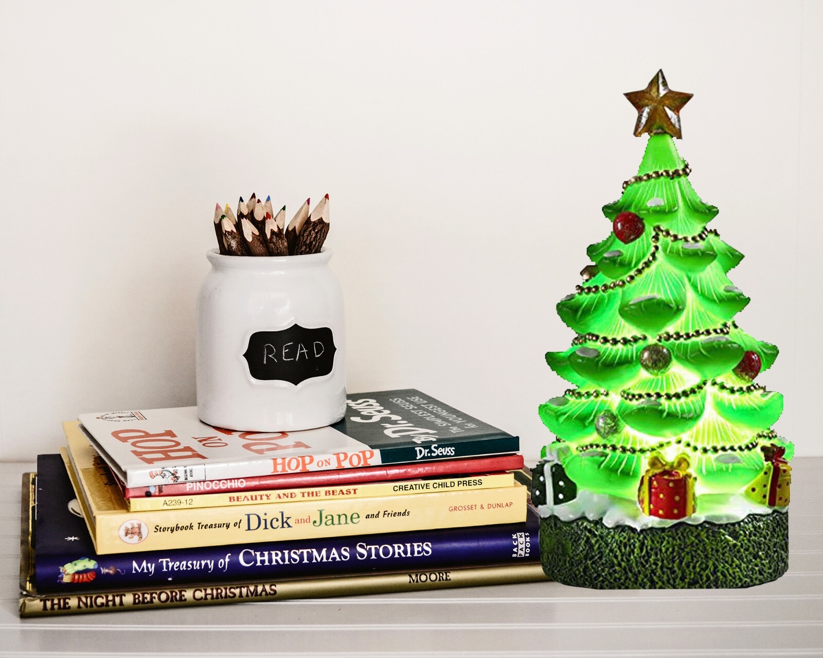 Exhart LED Christmas Tree Night Light with Auto On/Off Timer Statue ...