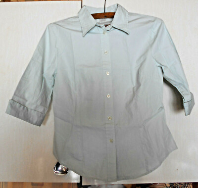 Chemisier Vert Pastel En Coton - Taille 38 - Manches 3/4 - Coupe Regular - Occasion Très Bon État