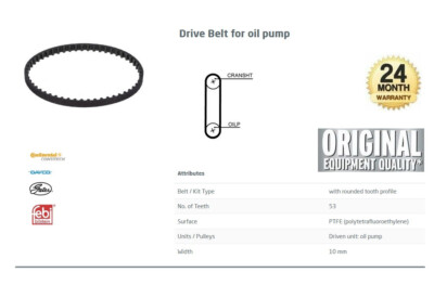 OIL PUMP BELT for VW SCIROCCO 2.0 TDI 2014-2017