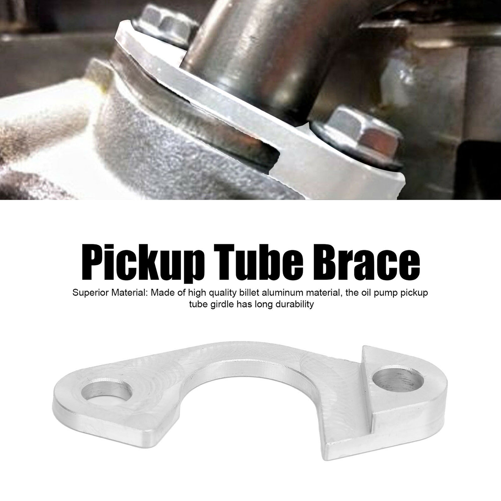 (Silver)Pickup Tube Brace CNC Processing Billet Aluminum Oil Pump