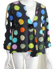 Parsley & Sage Sz S Rad Mod Funky Polka-Dot Jacket Topper Lightweight Cotton