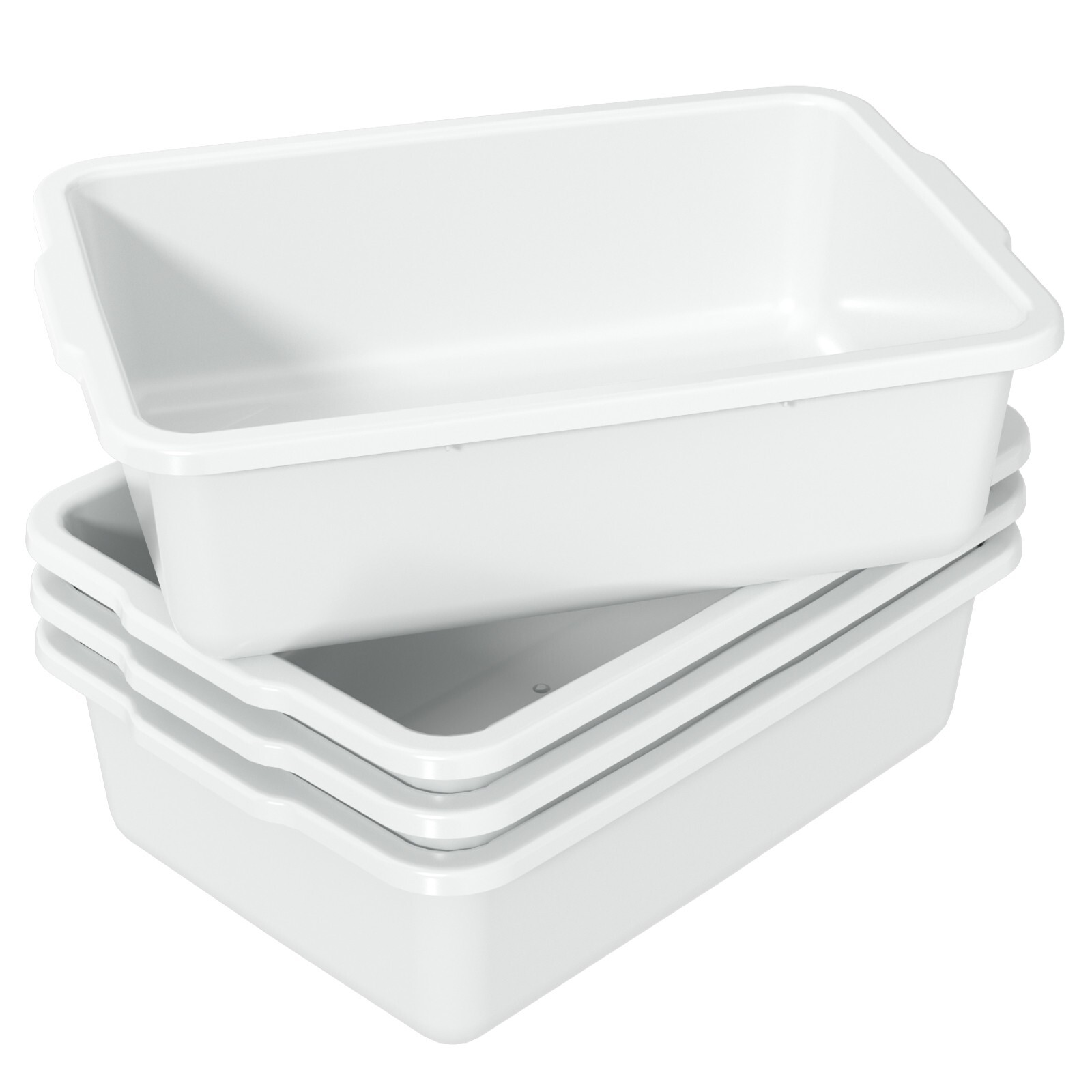 Kekow 4-Pack Large Commercial Bus Tubs, 32 L White Plastic Wash Basin Bus Box
