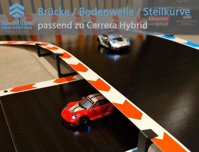3D DRUCK ENG. Brücke / Bodenwelle / Steilkurve passend für Carrera Hybrid Stützen 40mm