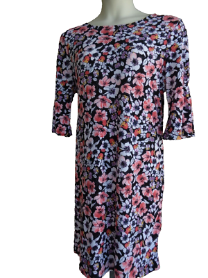Alexander + Oak S Stretch Jersey 3/4 Sleeve Boat Neck Sheath Dress Msrp $54.