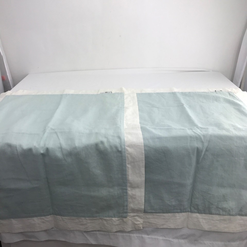 VILLA LUGANO Blue & White Linen Blend Set of Two Standard/ Queen Pillow