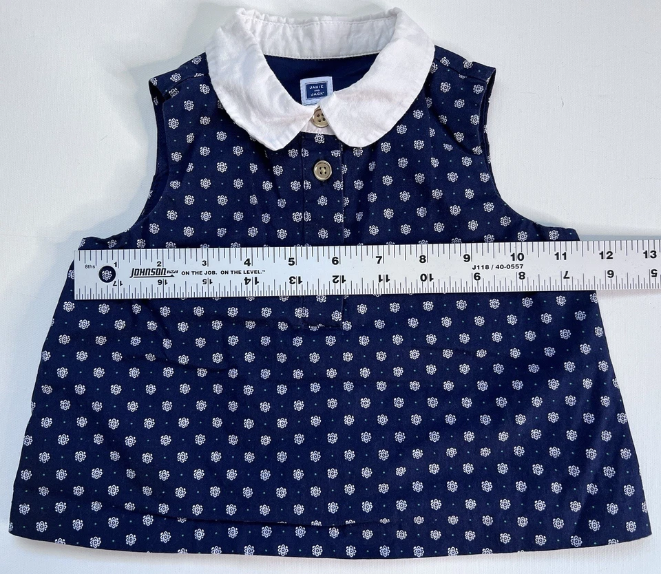 Janie and Jack Girls 2T Top Kids Sleeveless Collared Navy Blue Geometric - Image 4 of 4