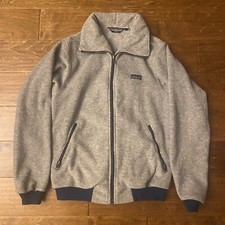 Vtg 80s MADE IN USA Patagonia Gray Fleece Ribbed Zip Jacket M