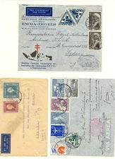 DUTCH INDIES 1930/48 - 9 x AIRMAIL CV --F/VF