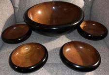 Vintage 5-Piece Wooden Serving Bowl Set