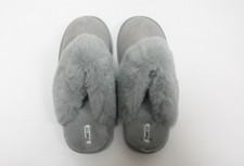 Born Ladies' Plush Lined Suede Slipper with Cuff Grey Size 10