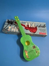 Vtg 1947 Toy Mattel UKE a Doodle 14” Colourful Plastic Hawaiian Ukelele & Box