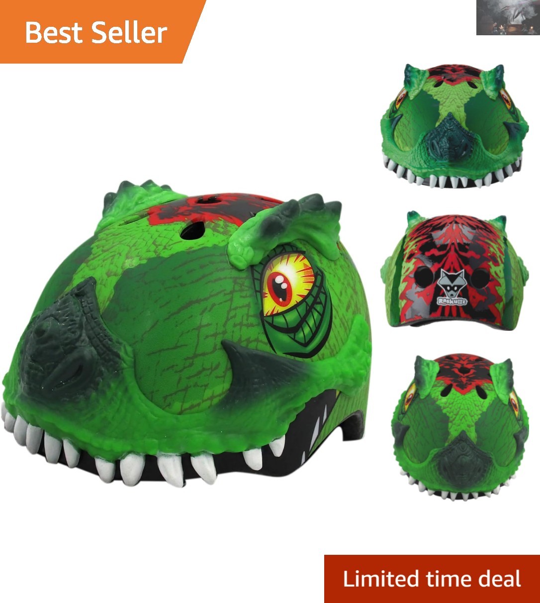T-Rex Kids Helmet &ndash; Shock-Absorbing, Adjustable, CPSC Cert