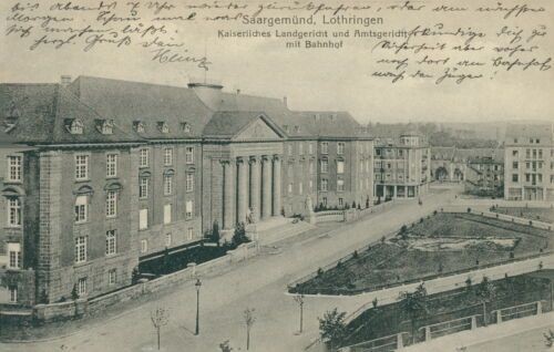 Ansichtskarte Saargemünd Lothringen Kaiserliches Landgericht Bahnhof (Nr.9313)