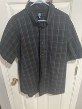 George Black Plaid Button Down Shirt Size XL Short Sleeve