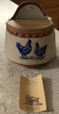 Vintage Salt Box Williamsburg Pottery Hand-Carved Cobalt Salt Glaze