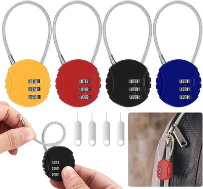 Set of 4 Combination Lock, 3 Digit Suitcase Pack 4 