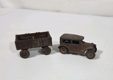 Antique ARCADE Cast Iron Toy Car #114R w/ Trailer #289 1920s 1930s Vintage