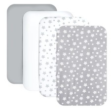 Mini Portable Crib Sheets 4 Pack for Boys or Girls 38" X 24" , Compatible wi...