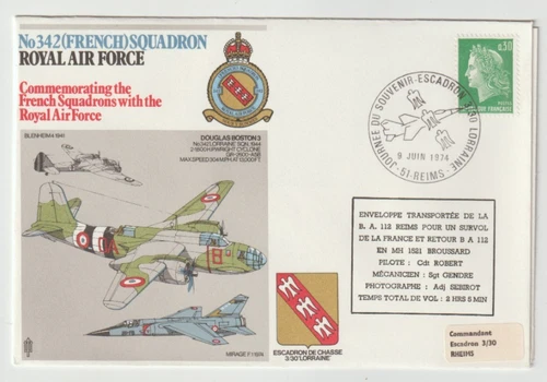 9/6/1974 UK GB RAF Flown Cover - No342 (FRENCH) Squadron - Mirage F.1 1974
