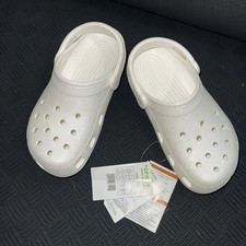 Crocs Classic Glitter Clog White Shimmer Men 4 Women 6 M4/W6 Wedding Bride