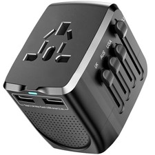 International Travel Adapter Voltage Converter Combo for 100V-240V with 2 Black