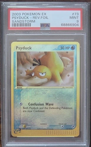2003 Pokemon EX Sandstorm Psyduck 73/100 Reverse Foil PSA 9 Mint