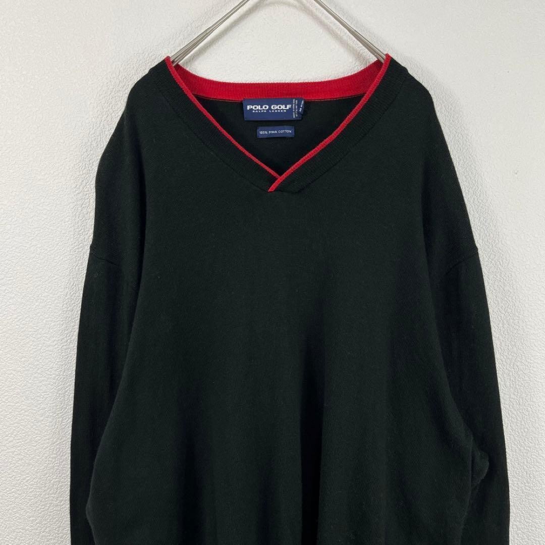 Ralph Lauren Golf Pima Cotton V-Neck L/S Knit Sweater Black XL RL0226476