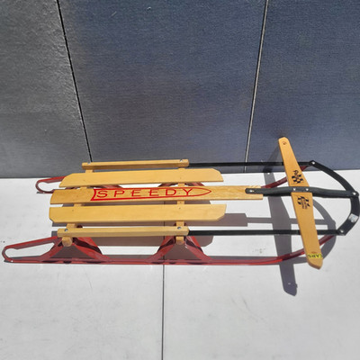 Vintage Wooden Speedy Paris Guider Metal Rail Sled Wood 41'' Floating Steering