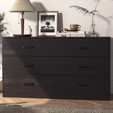 53'' Drawer Dresser Chest of 6 Drawers, Wooden Dresser Tower Storage Cabinet