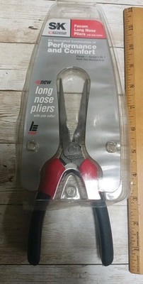 SK Facom France Long Nose Pliers Ergo Grip with Side Cutters 8'' New