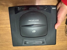 SEGA Saturn black video game system console w/ OEM controller, cables WORKS nice