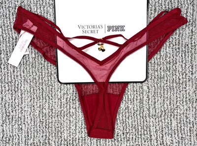 Victoria's Secret Very Sexy NWT Large Red Strappy Cherry Hardware Thong Panty