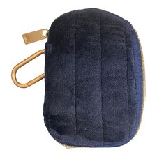 MYTAGALONGS Zippered Ear Bud Case/AirPods Travel Case Blue Velour Polished Gold