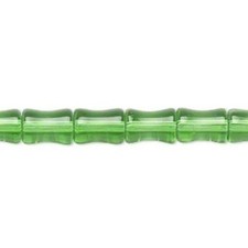Translucent Spring Green India Glass 9x7mm Bamboo Tube Beads 16" Strand