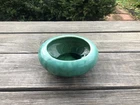 Vintage MCM Brush McCoy Glazed Ceramic Bulb Bowl Planter Green/Blue Glaze 6.25”W