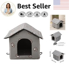 Foldable Insulated Outdoor Cat Shelter for Stray Cats - Easy Clean Grey Lair