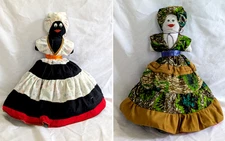 Handmade Topsy Turvy Doll Black & White Flip Over Dress 13 Inches Tall