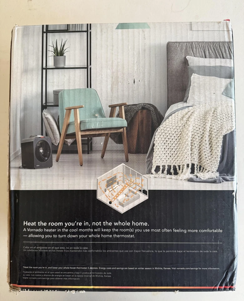 Vornado Velocity 5 Calentador de Habitación Para Toda la Velocidad Sintonizado Calor Temporizador de Clima Automático Foto 3 de 4