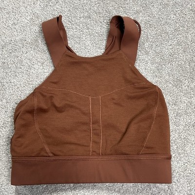 Lululemon Sports Bra Womens 4 Brown High Neck Longline Strappy